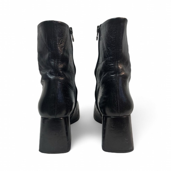 L’ INTERVALLE BLACK SQUARE TOE BLOCK HEEL BOOTS WOMAN MADE IN SPAIN SIZE 39 - Picture 4 of 11